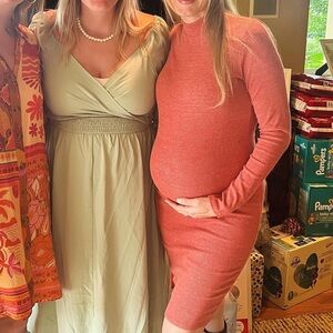 Heart & Hips Burnt Orange Maternity Long Sleeve Dress Size M